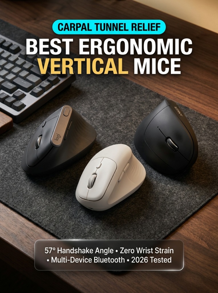 Best ergonomic vertical mice for carpal tunnel relief on walnut desk