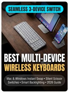 Best multi-device wireless scissor switch keyboard on walnut desk